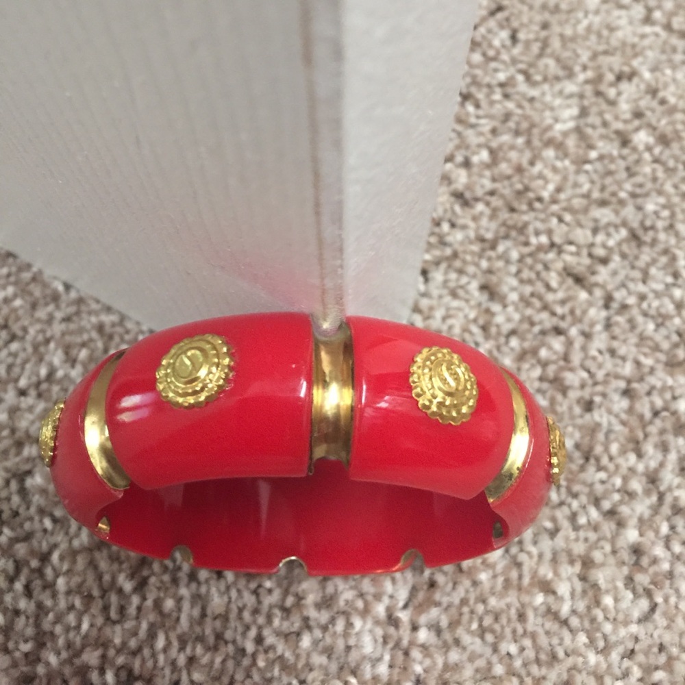 Red Bracelet with gold accents