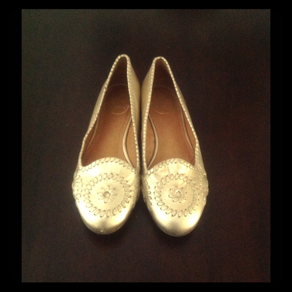Jack Rogers Gold Waverly Ballet Flat 8.5M