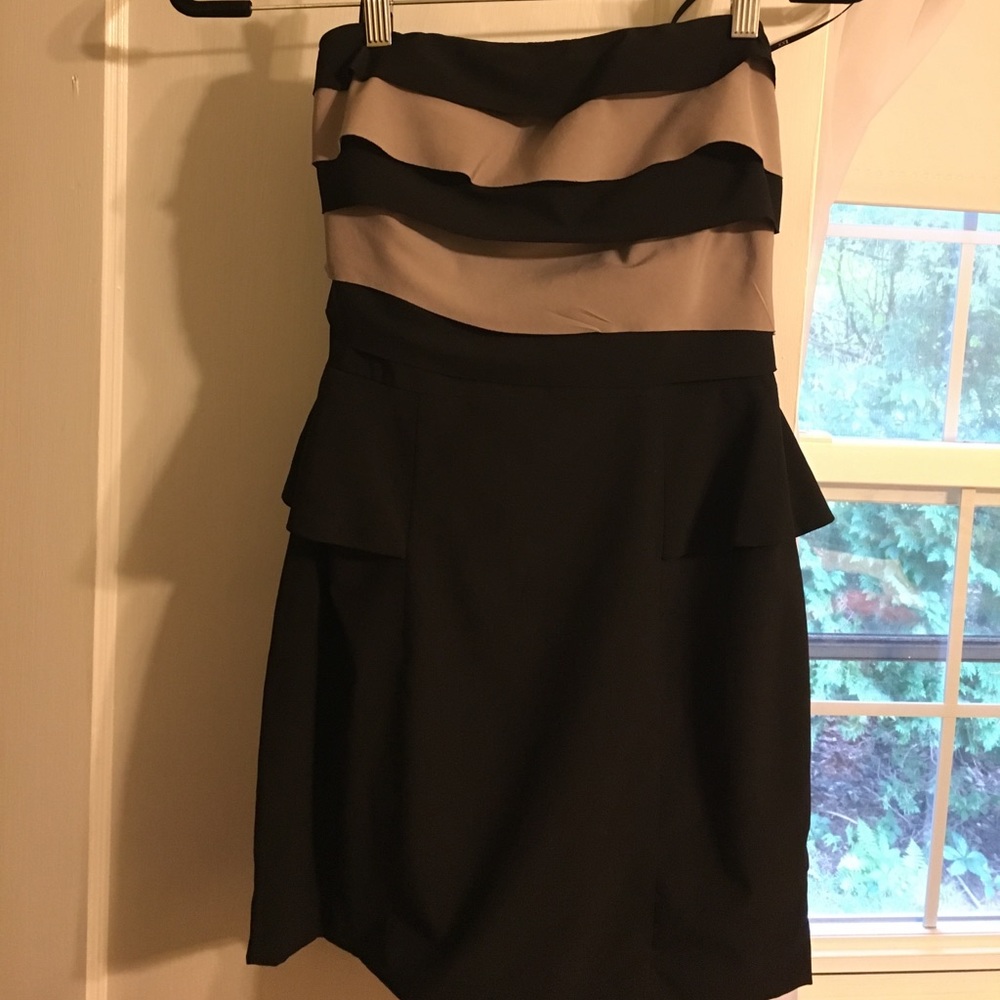 Strapless Black and Tan dress
