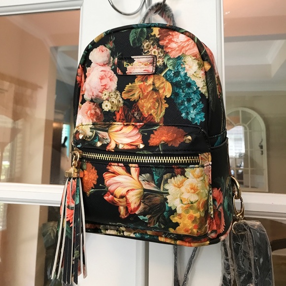 black floral mini backpack