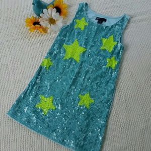 Girls Gap 4-5 blue sequin star tank dress