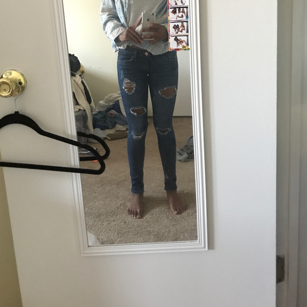 Dark wash ripped jeans