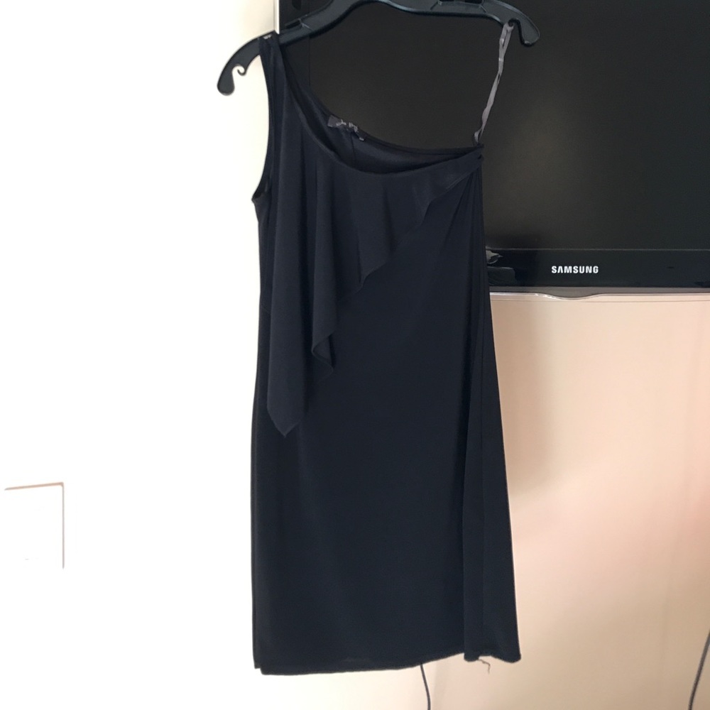 NWOT Josh Brody drape front ruffle black dress