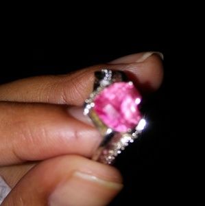 Sterling Silver Pink Heart Sapphire Ring