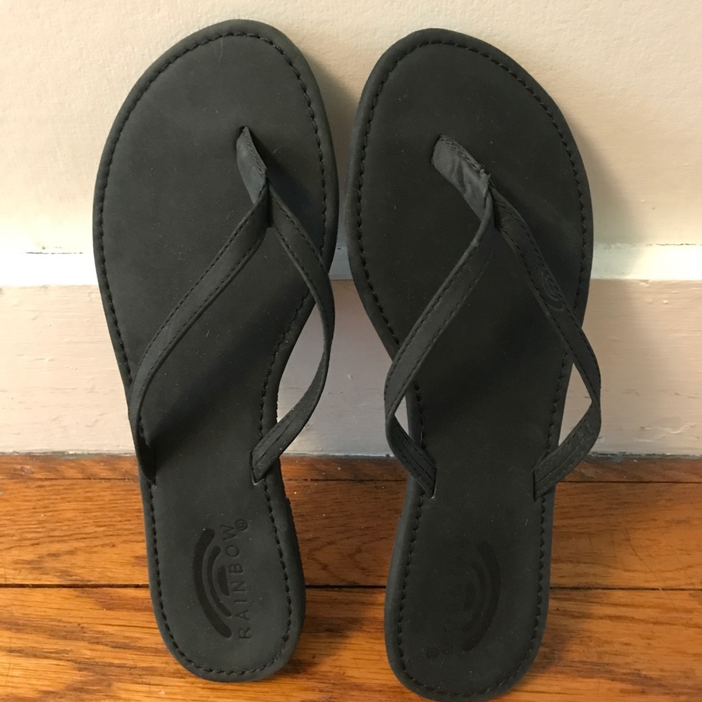 Black Rainbow Flip Flops