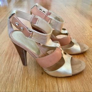 Nine West Gold Gladiator Style Heels