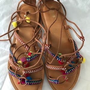 Pom Pom Gladiator Sandals - Never Worn