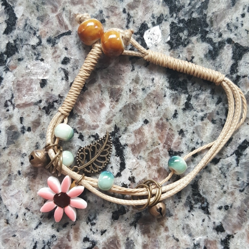 Pink flower bracelet