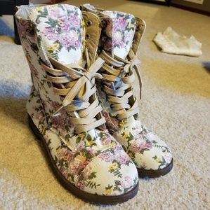 Floral combat boots