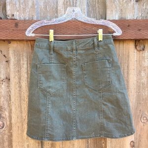 Army green denim burton up skirt