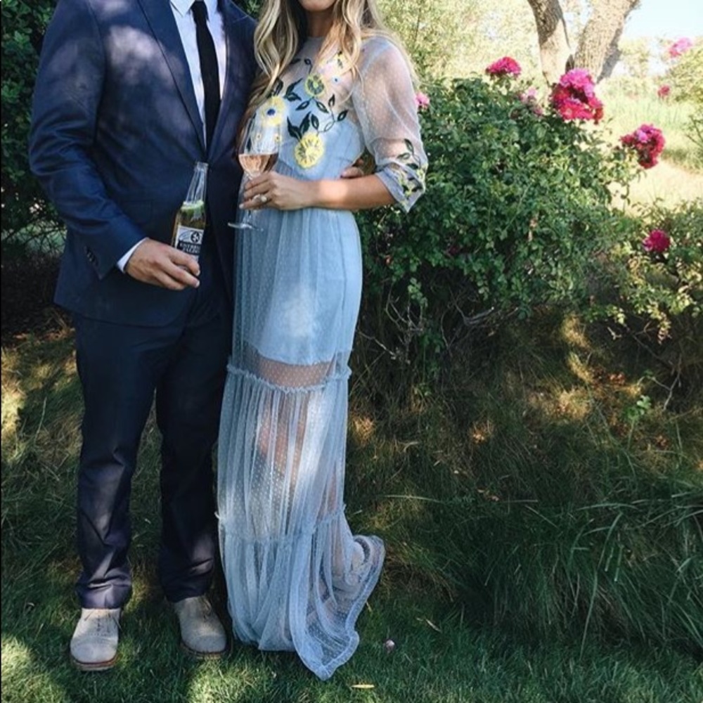Maxi embroidered + sheer boho dress