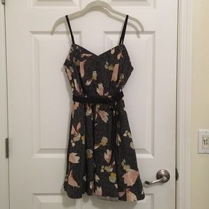 Kimchi Blue floral cinched waist dress with belt