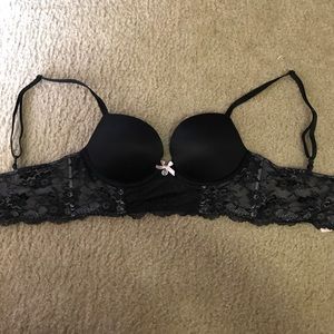 VS Push-up black lace bra w/ pink bow