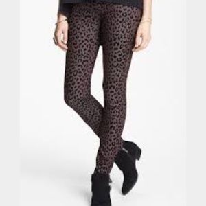 Free People leopard print flocked pants S 27