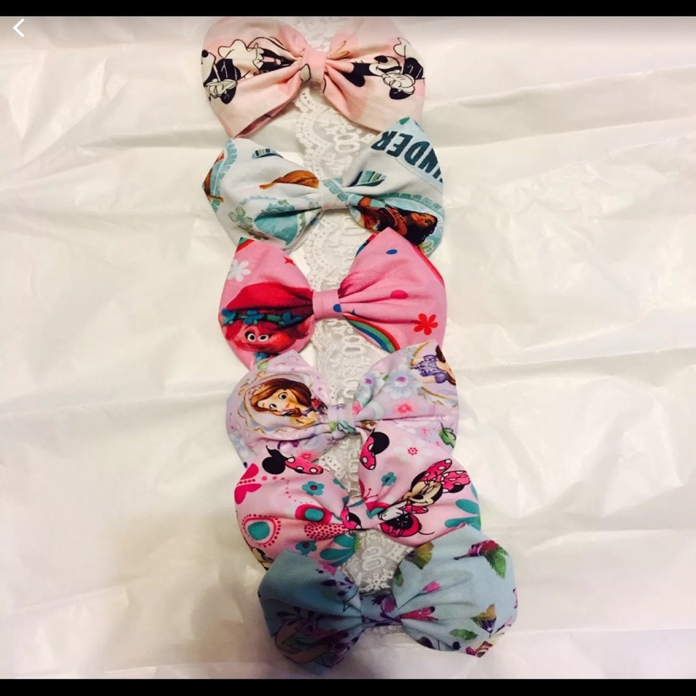 6 Fabric Character Hair Bows