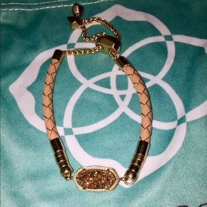 Cruz Adjustable Leather Bracelet | Rose Gold Drusy