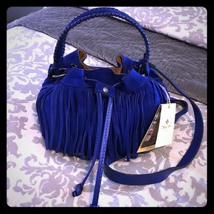Patricia Nash Electric Blue fringe suede Elisa bag