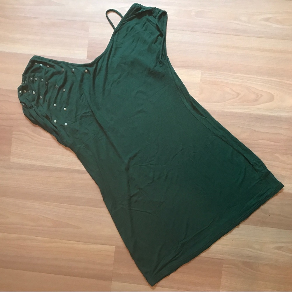Robin K Olive Green One Shoulder riveted tunic