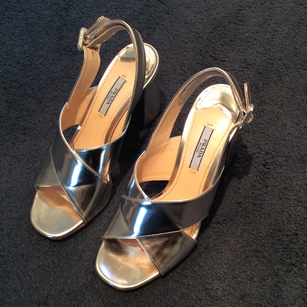 Prada silver dress sandals