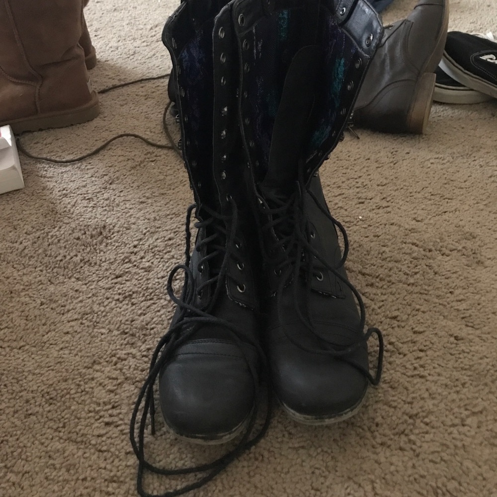 Black combat boots