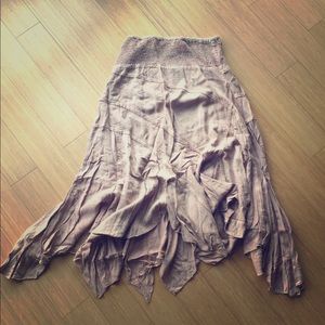 Dusty Rose Boho Summer Skirt Scarf Hem Medium