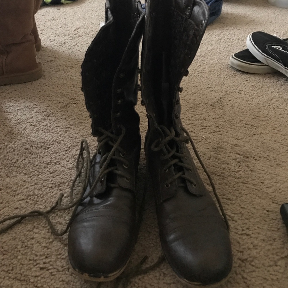 Brown combat boots