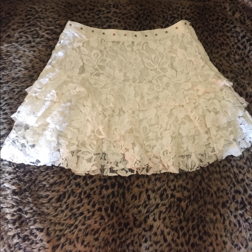 Lace Ruffle Studded Skirt