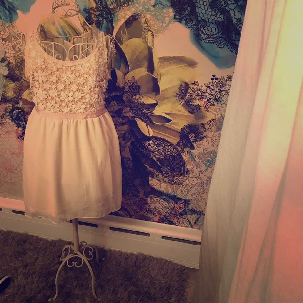 Blush Shear and Crocheted Dress