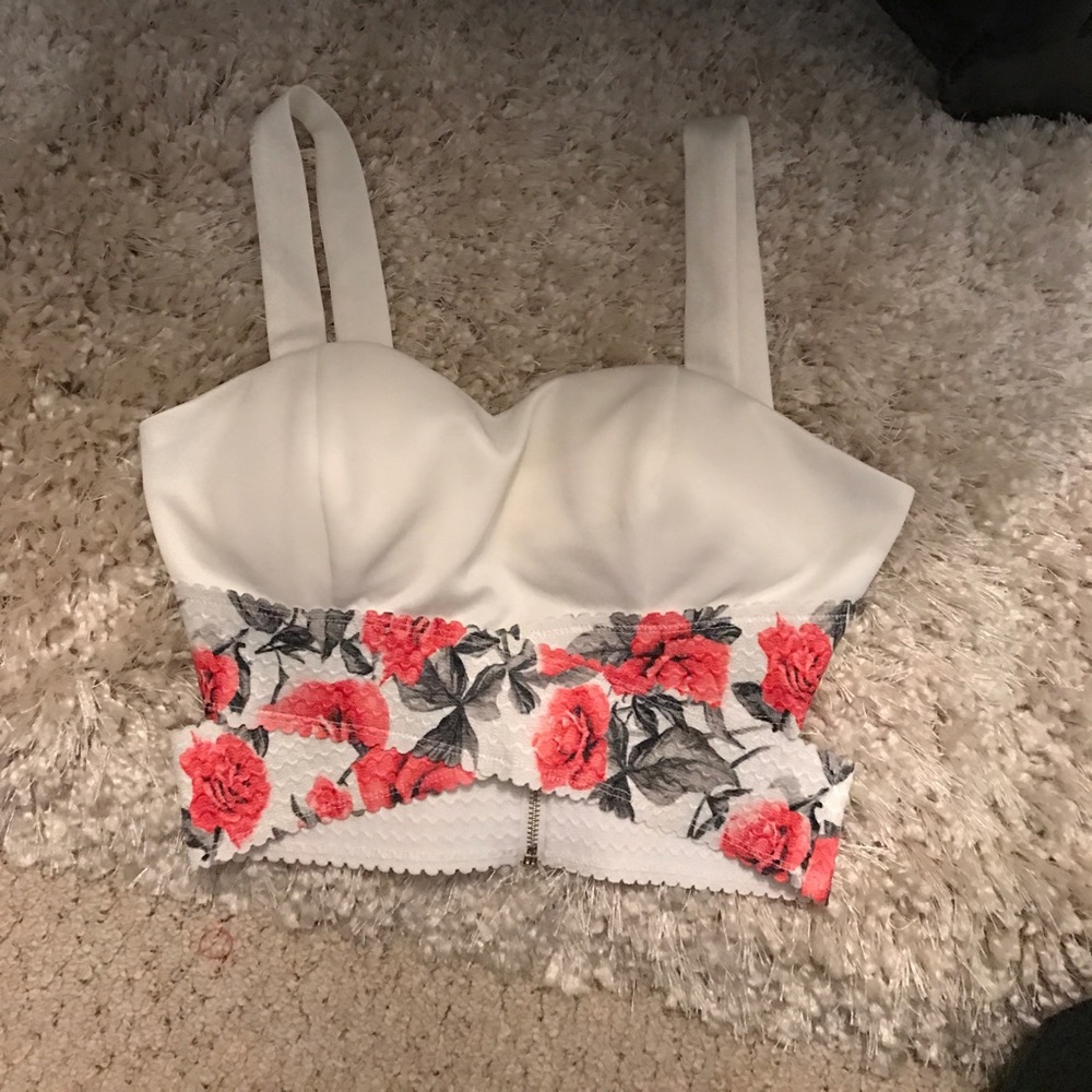 White and floral crop top