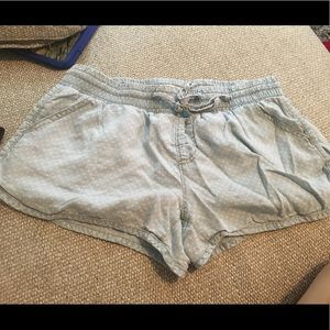 Polka dot flowy blue shorts.