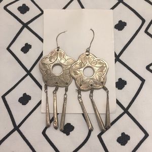 Vintage Boho Silver Colored Dangle Earrings