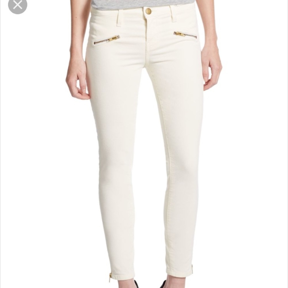 Current/Elliott 27" corduroy skinnies gold zip