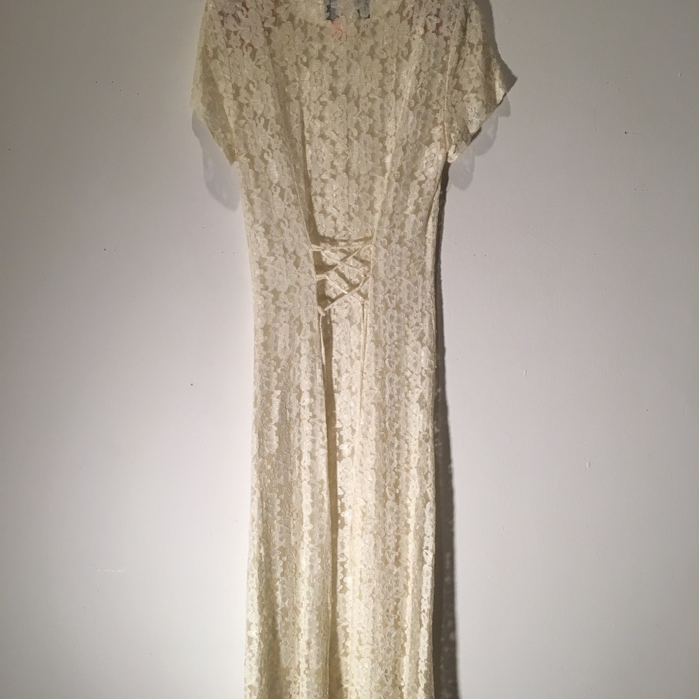 Cream lace long dress size small