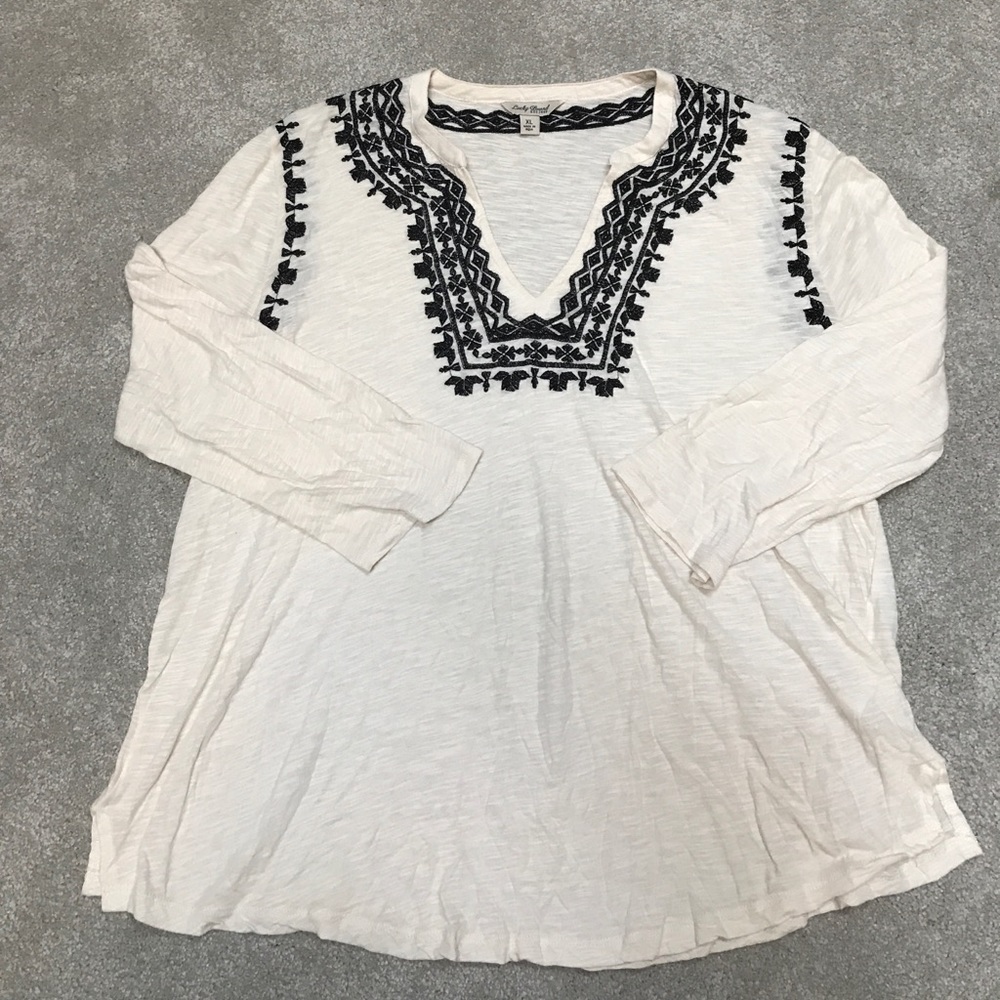 Lucky Brand Embroidered Boho Top