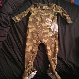 Toddler Boy camouflage dinosaur footie pajamas