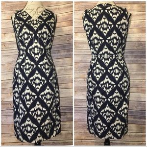 Talbots navy and cream pattern dress