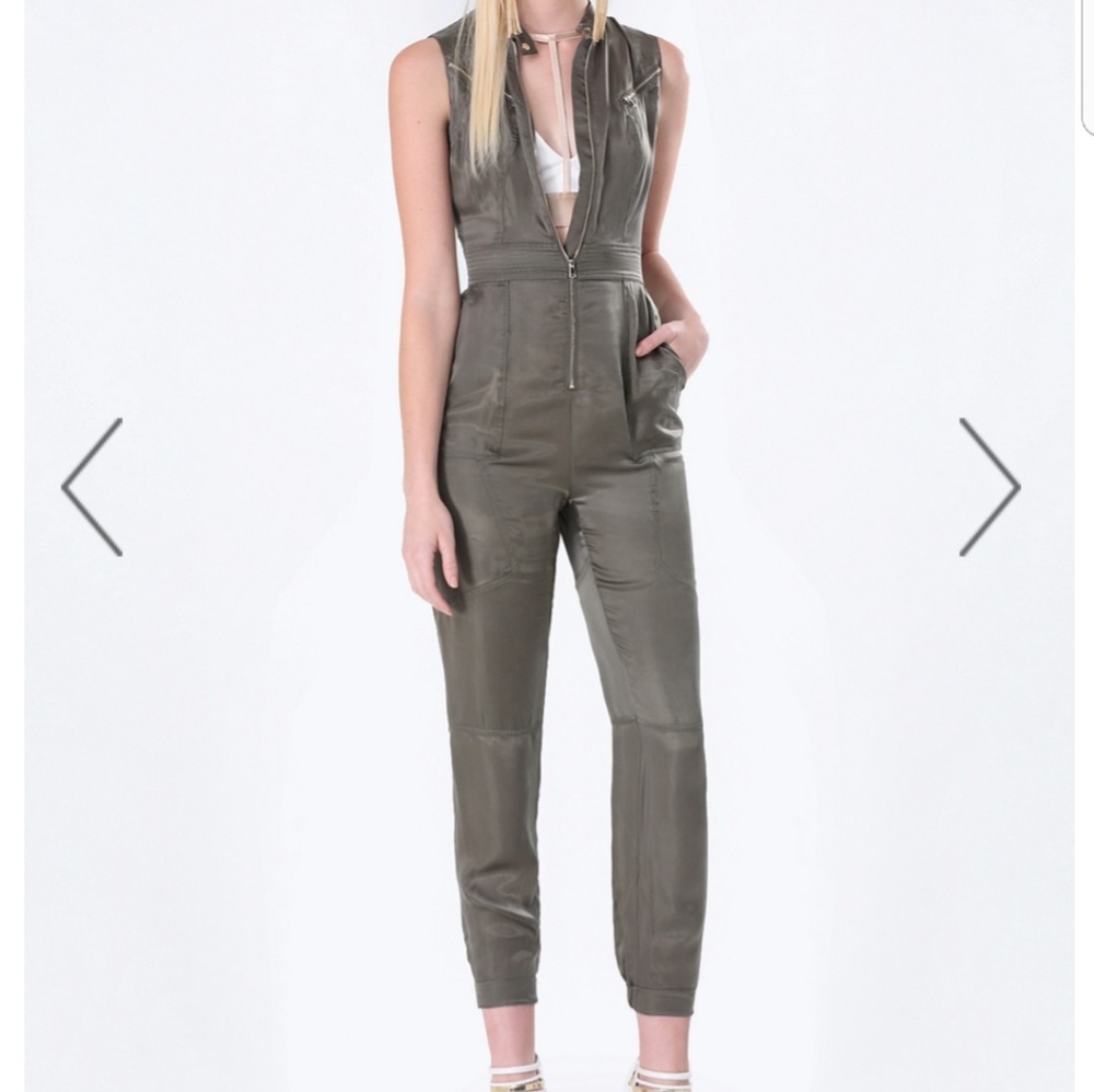 Bebe cupro green Army jumpsuit size 2