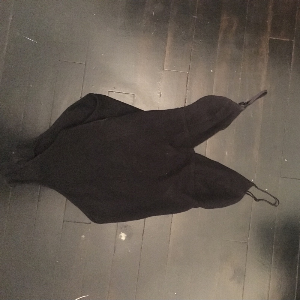 Black V neck body suit