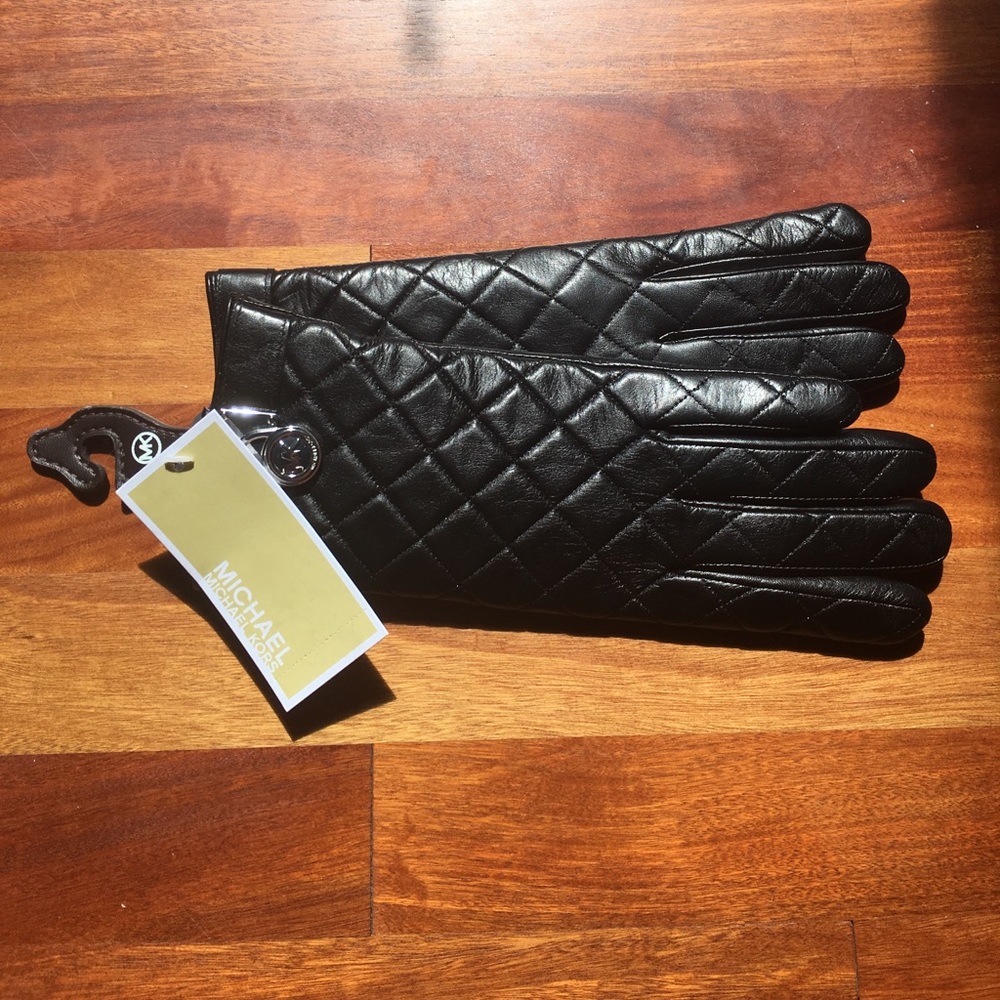 Michael Kors Black Leather Gloves