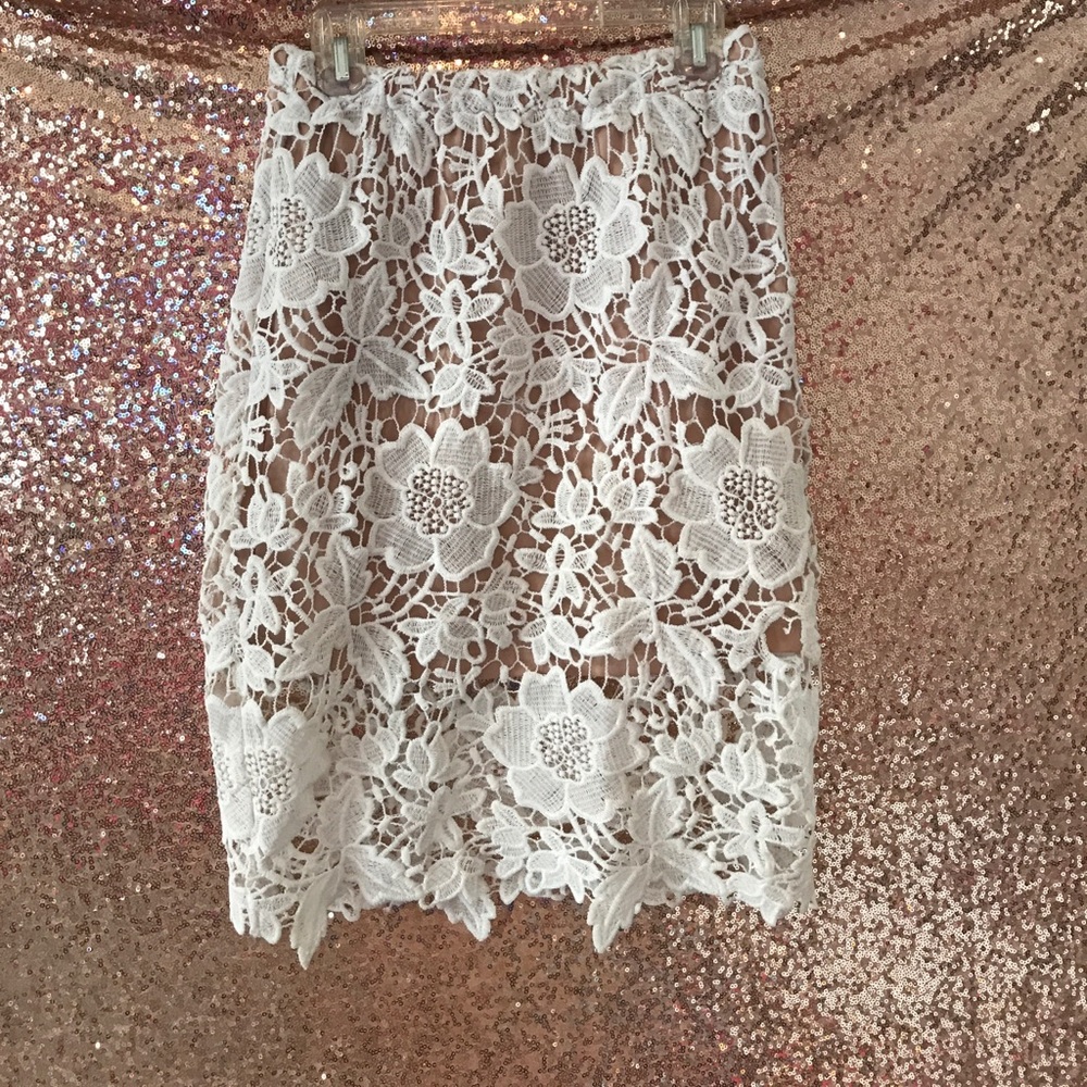 Nude Floral Midi Skirt