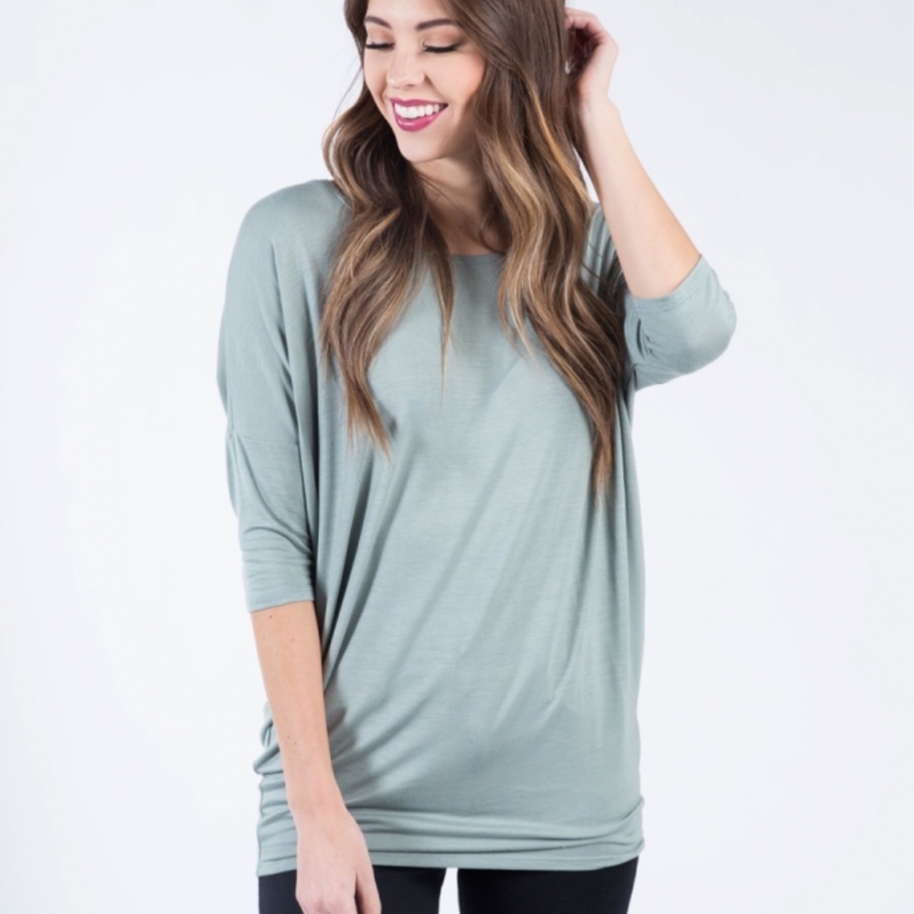 Solid Olive Sage Dolman Tunic NWT