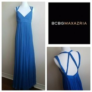BCBG Max Azria Strap Back Blue Gown