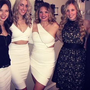 Three Floor White fitted dress with cut outs