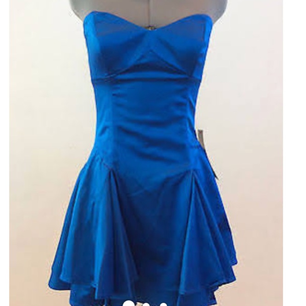 Bebe Fit & Flare blue Shine Cocktail Dress size 6