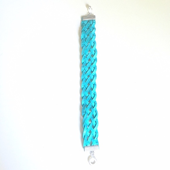 Turquoise 6-Strand Leather Braided Bracelet - Picture 2 of 5