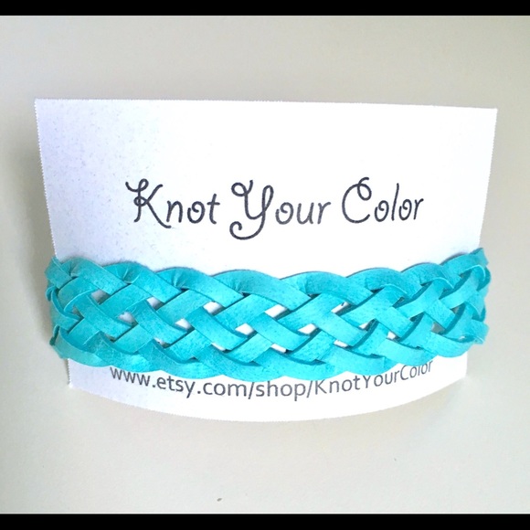 Turquoise 6-Strand Leather Braided Bracelet - Picture 5 of 5