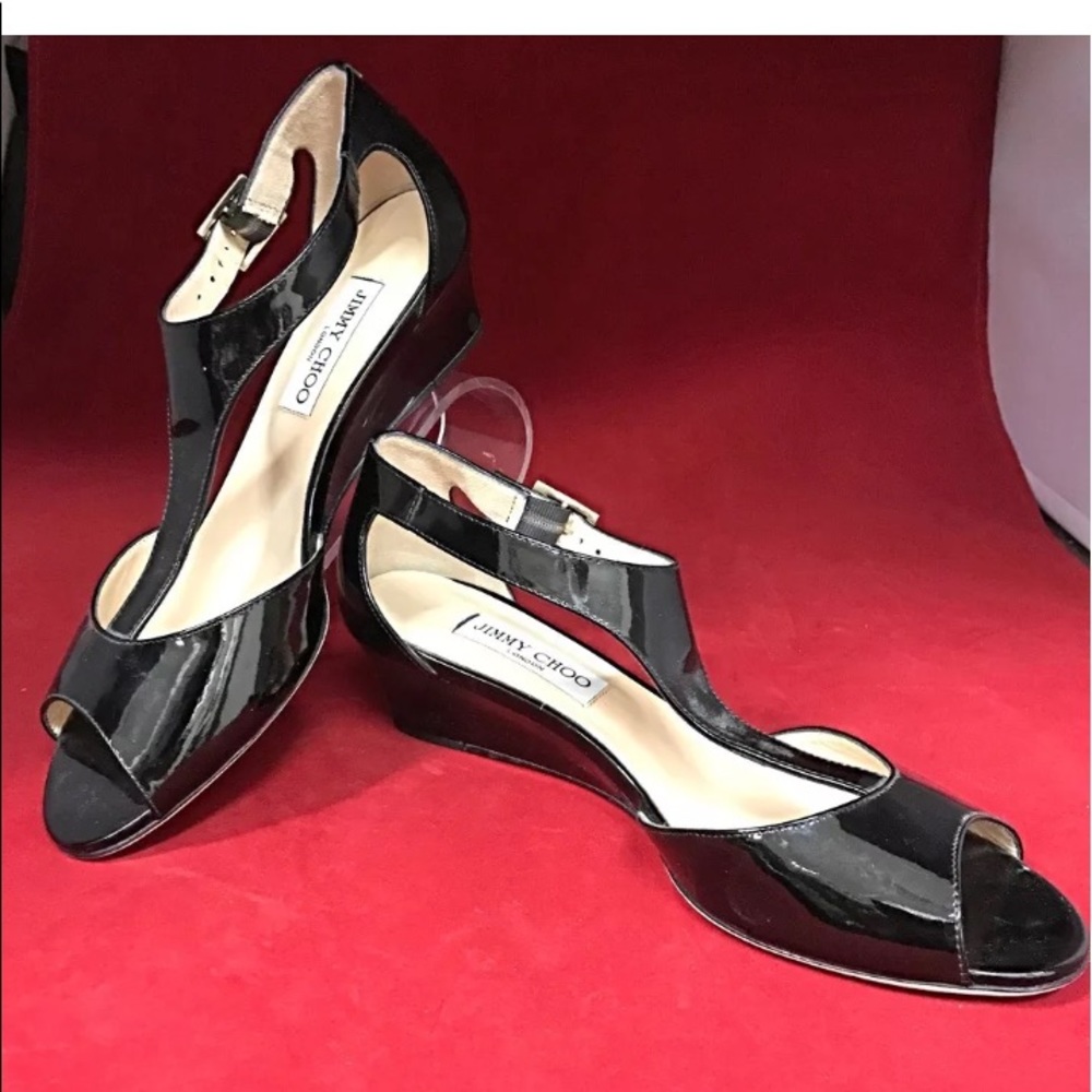 Jimmy Choo patent leather wedge