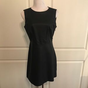 Zara black leather a line sleeveless dress
