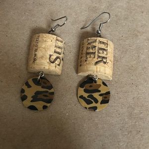 One of a kind wine cork earrings