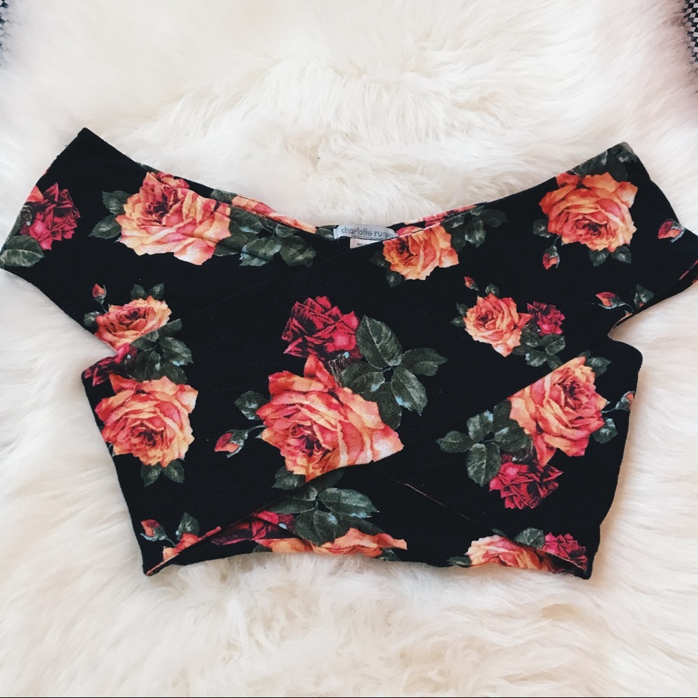 Off the Shoulder Rose Crop top
